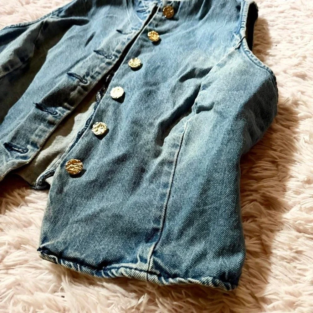 Zara Medium Wash Vintage Grunge 90s Vest Womens XL Edgy Nostalgic Skater Gritty
